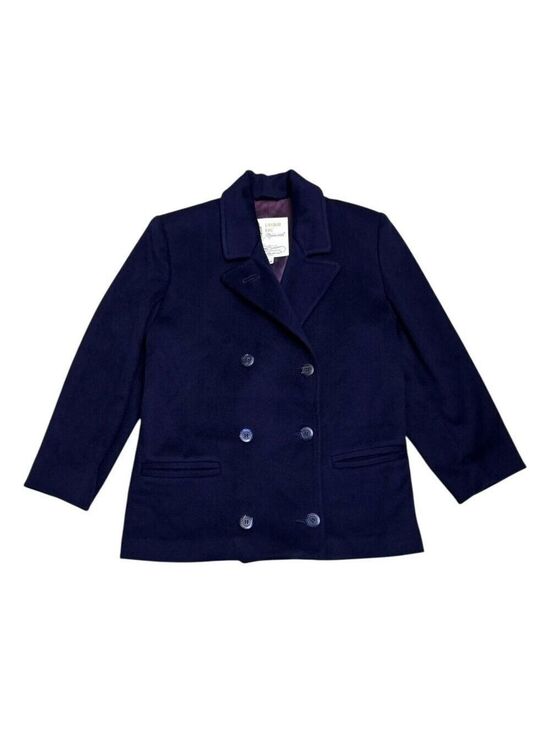 London Fog Jackets & Blazers - LONDON FOG Maincoats Vintage Retro Blue Business Winter Pea Coat Womens 6 Petite